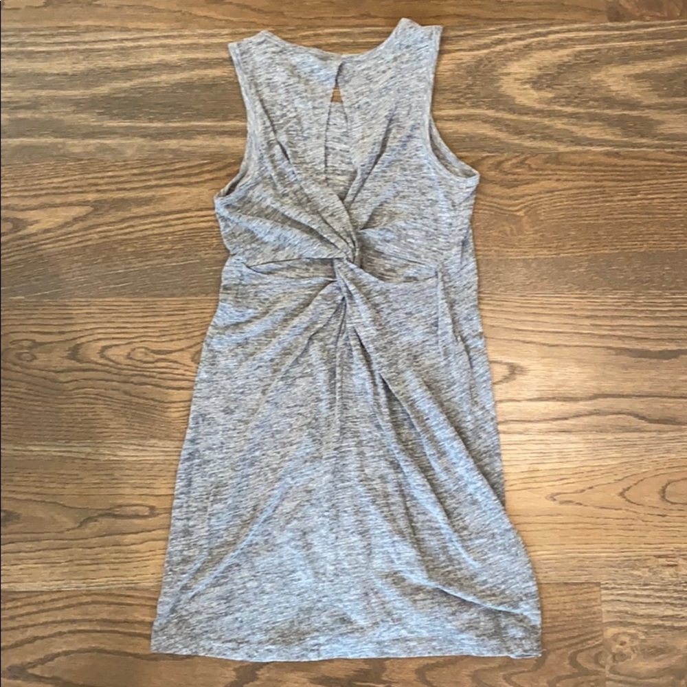 Grey mini dress with a knotted back